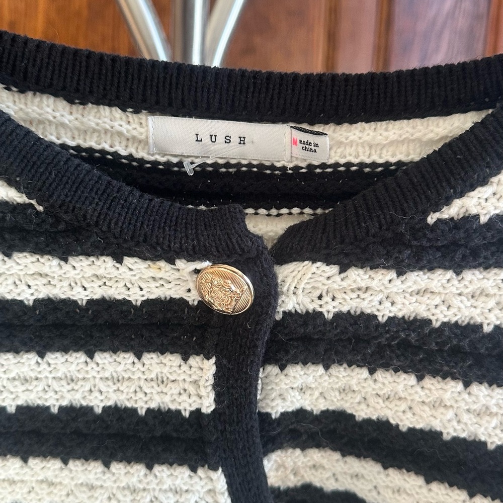 Lush Button Down Striped Structured Sweater Size … - image 4